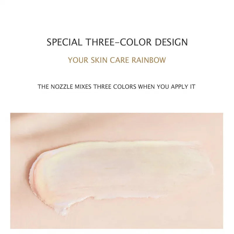 40g Face Makeup Primer Tri-color Cream Brighten Contour Color Isolation Waterproof Makeup Foundation Natural Makeup Base Cream