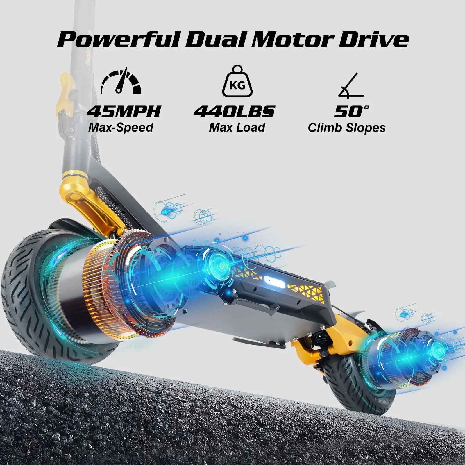 Foldable Electric Scooter for Adults, Motor 3000W*2, 50V 23Ah Battery, Long Range 50-70 Miles, 10" Off-Road Tires, High Power Commuter Scooter