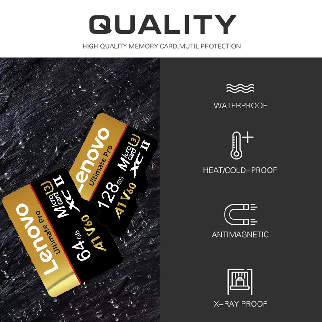 Lenovo Original Class 10 UHS-II Micro SD Card 1TB High Speed A1 V60 Stable Performance TF Flash Cards for Phone Camera Drone