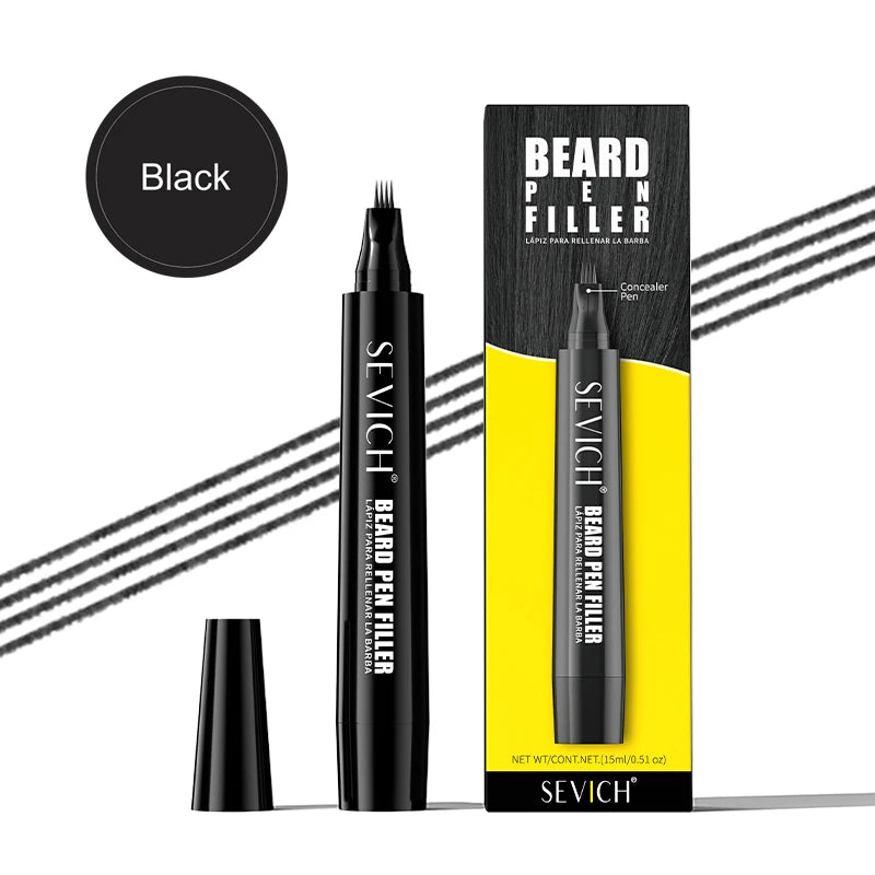 SEVICH Beard Filler Pen Waterproof Beard Coloring Pen Beard Coloring Filling Enhancer Black Fiber Hair Beard Stuffing Pen Tool