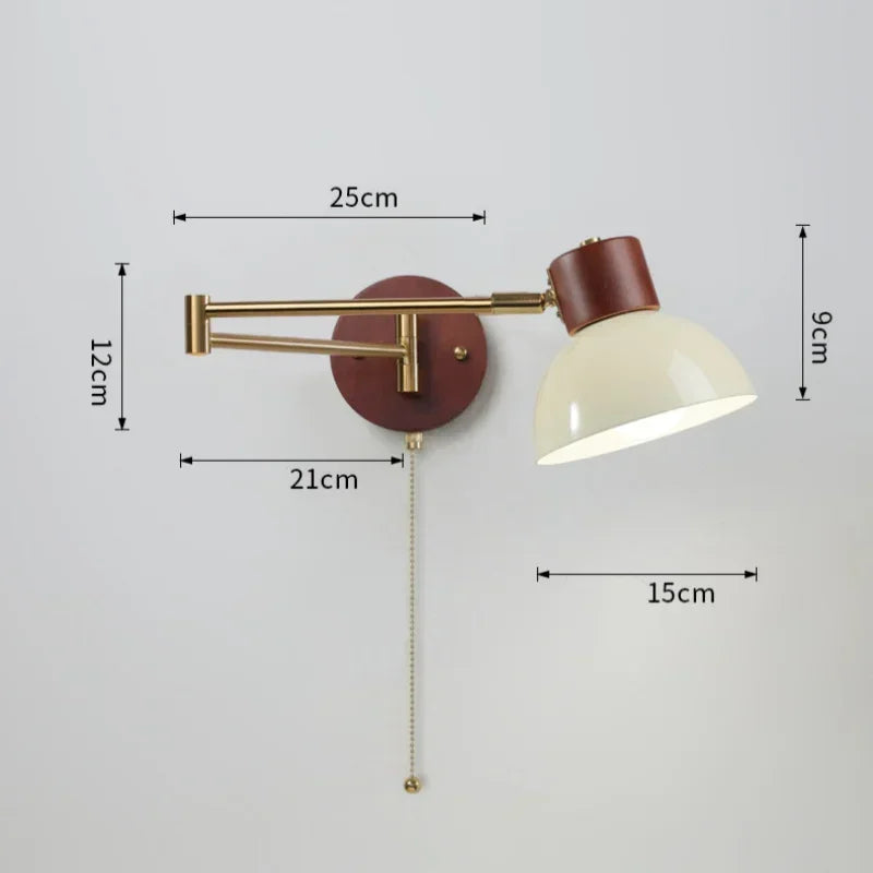 LED Bedroom Bedside Wall Lamp Swing Arm Wall Light Folding Telescopic Study Reading Lamp Study Decor Sconce Lighting