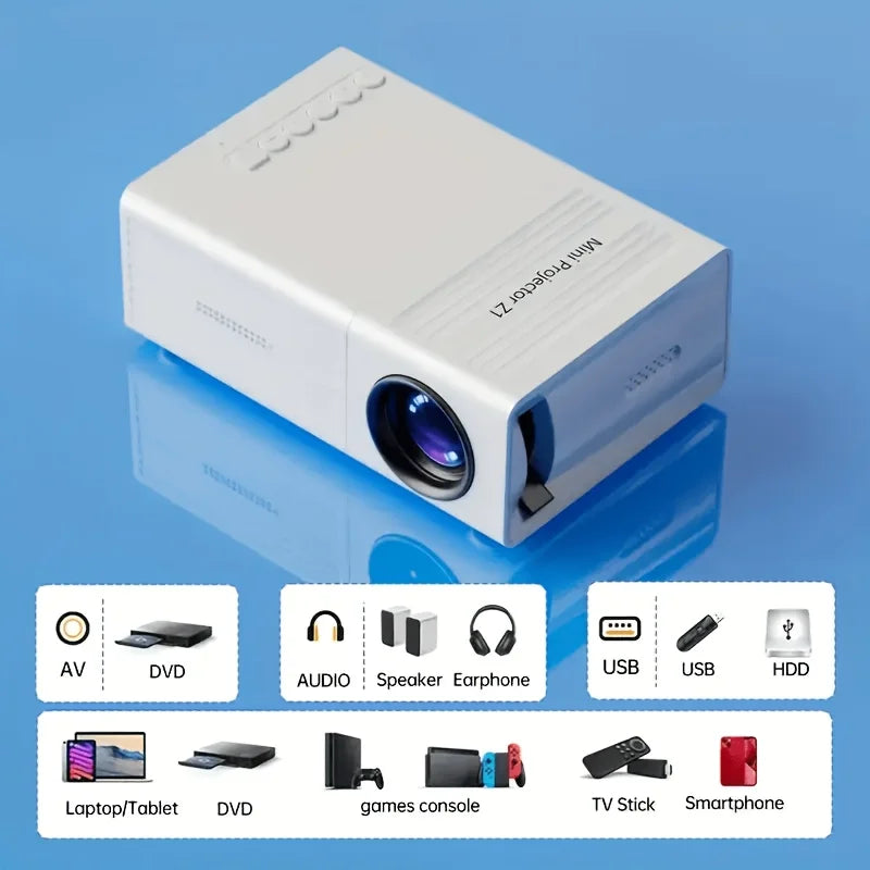 2026 upgraded mini Projector, portable video projector, home theater projector, supports 4K HD resolution, USB connection