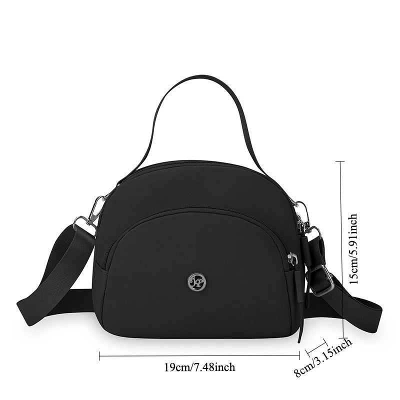 Women Nylon Handheld Bag Small Crossbody Shoulder Purse Lightweight Multi Functional Tote Casual Daily Travel Solid Color Black
