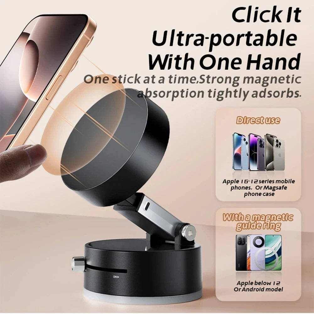 Pack Magnetic Phone Holder with Vacuum Suction Cup for Car, Foldable Mobile Stand for iPhone/ Android - DIY Accessories