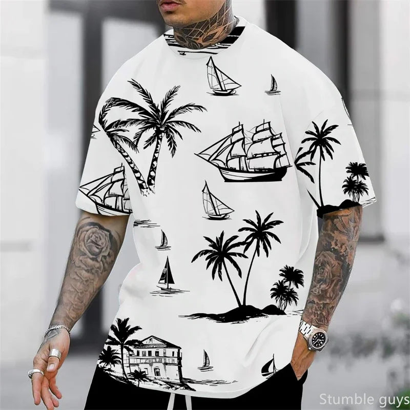 Men's Oversized Fashion T-Shirt Summer Anime Graphic Loose Short Sleeve Comfortable Lightweight Fashion Jersey Tops