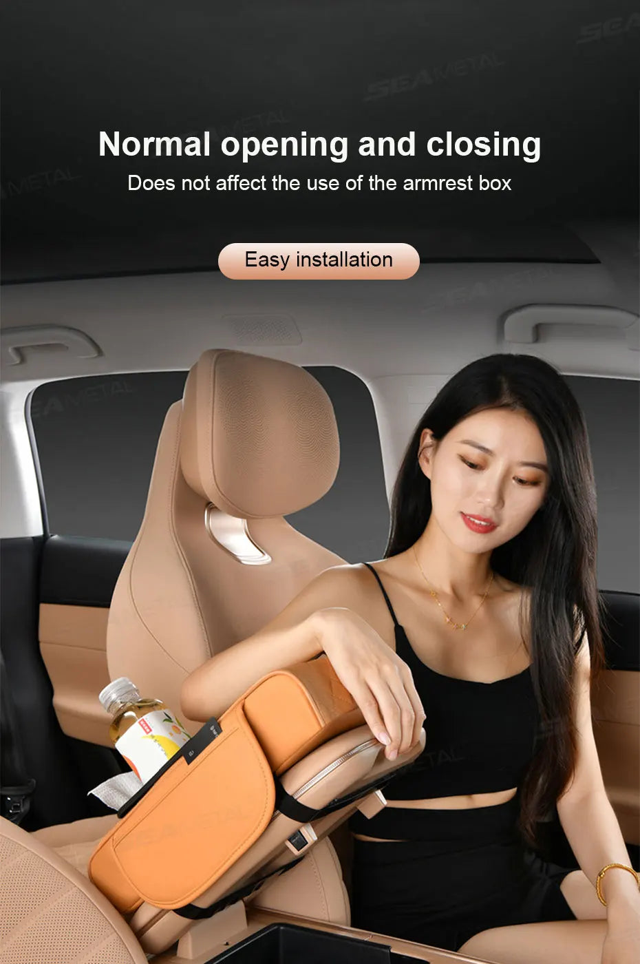 SEAMETAL Car Arm Rest Extension Cushion Multifunctional 7.5CM Thicken Center Console Box Cushion Elbow Support Pad Car Organizer
