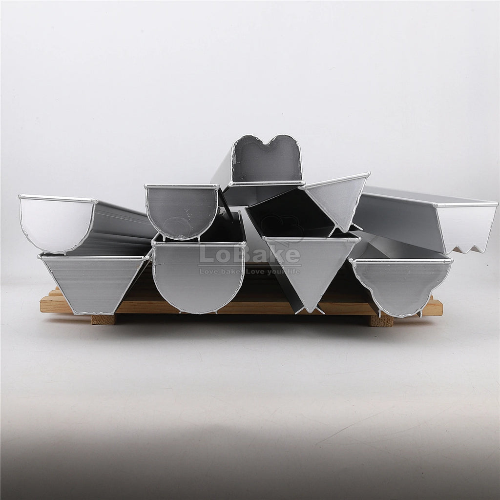 Long Style Bread Mousse Cake Mold Round Trigon Ladder Wavy Flower Shape Aluminium Dessert Steaming Moulding DIY Kitchen Gadgets