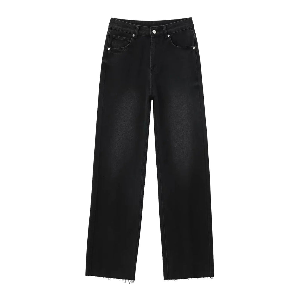 Maxdutti 2026 Spring High Waist Wide Leg Jeans For Women Minimalist Basic Jeans Denim Pants Casual Jeans Trousers