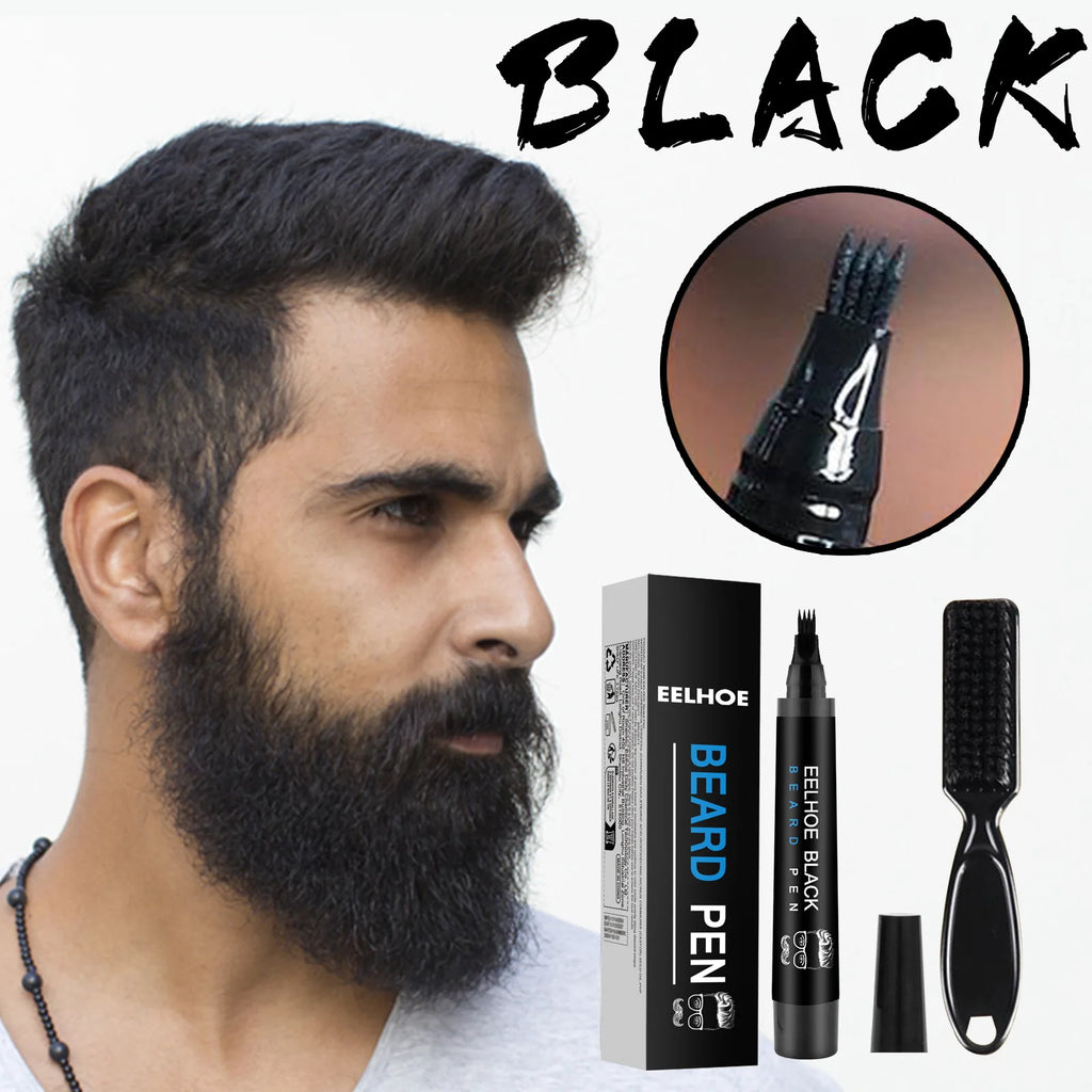 Waterproof Beard Pen Filler Men Moustache Coloring Pen Beard Coloring Filling Enhancer Black Fiber Hair Beard Stuffing Pen Tool