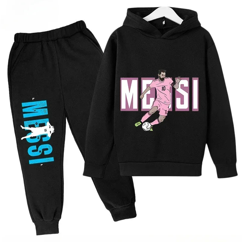 Spring Autumn Children's Set Sports Messi Print Hoodie Set Pants Suit 2pcs Set Boys Girls Kid Clothing Casual Fashion Tracksuit