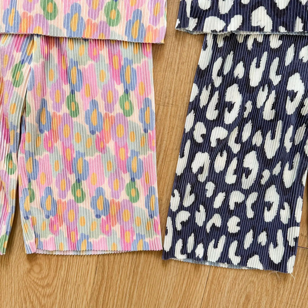 2026 New Infants Kids Matching Clothing Set Cartoon Print Pleated 2 Pieces Suit Tank Top Trousers Soft Loose Streetwear Homewear