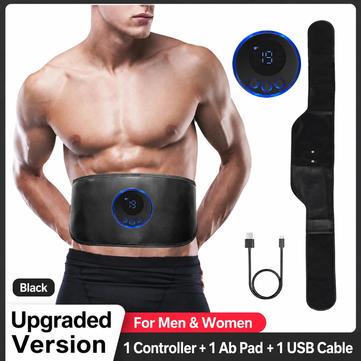 EMS Abdominal Slimming Massage Belt Fitness Waist Trainer for Belly Back Leg Arm Fat Shaping & Muscle Relief