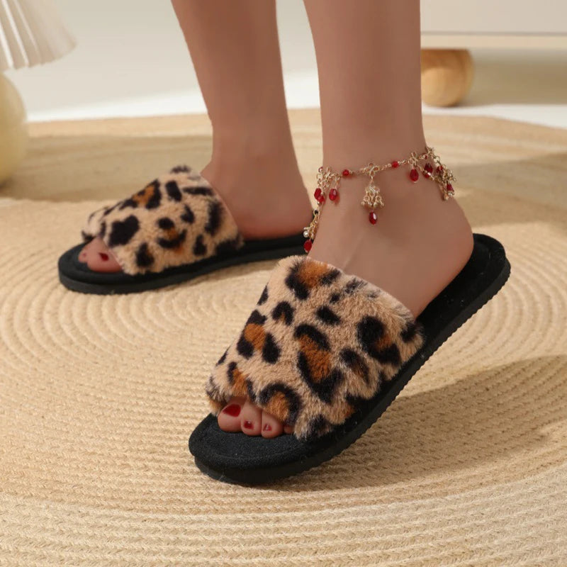 Fashion Women Slippers Cotton Plush Warm Female Light EVA Flat Bottom Non-slip Comfortable Slides Winter Autumn House Shoes