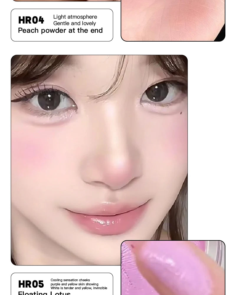 Purple Blush Cream Cheek Rouge Rose Brown Mud Palette Long-Lasting Waterproof Monochrome Brighten Face Moisturizing Blush Makeup