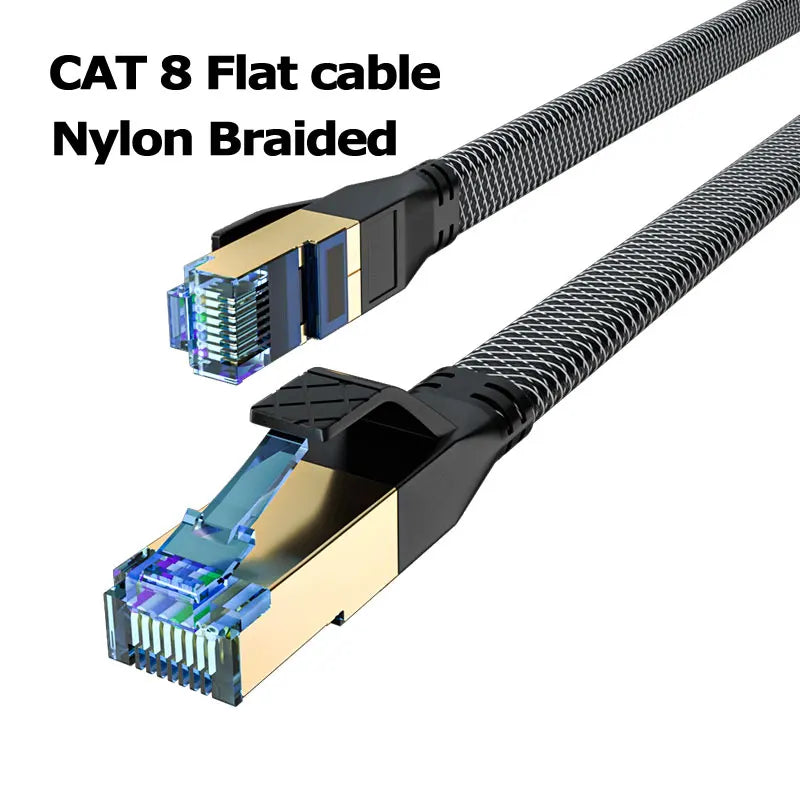 High Speed CAT8 Ethernet Cable High Flex Heavy Duty Network Cable with Gold Plated RJ45 Connector 40Gbps 2000Mhz LAN Cable