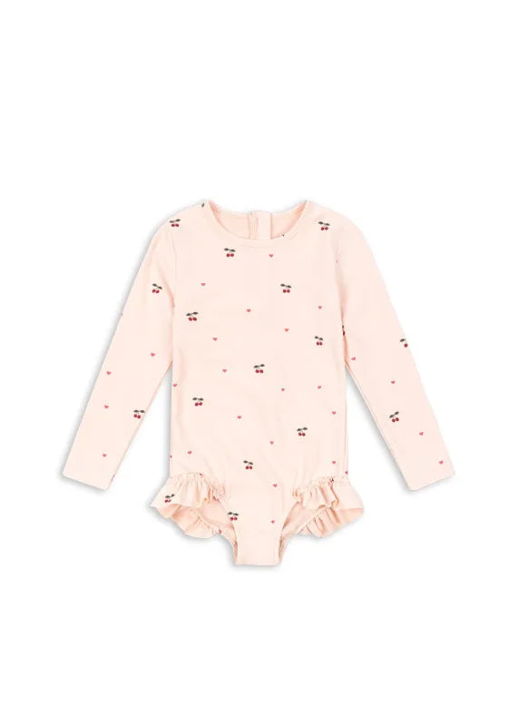 Baby Swimwear KS Brand 2026 New Summer Girls Swimsuit Cute Cherry Kids Baby Outfit Set Holiday Beach Bikini Children Clothing