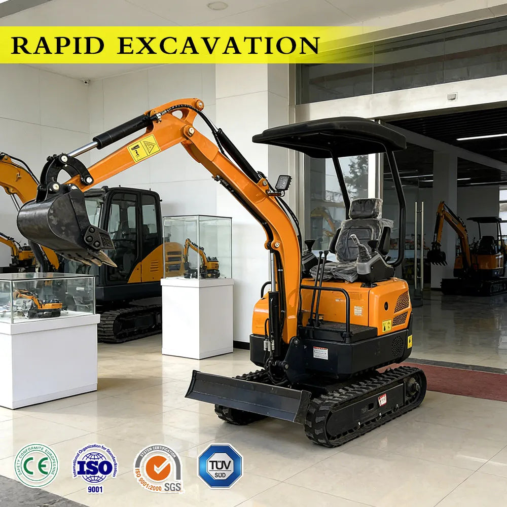 Farm Construction Mini Excavator 1.8Ton 2Ton Multifunctional Compact Digger CE Approved Heavy Duty Hydraulic Small Bagger CE/EPA