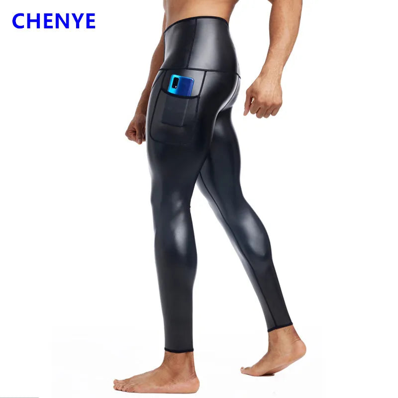 CHENYE Men High waist Leather Pants Skinny Stretch PU Trouser Nightclub Party Rock Steampunk PU Leather Pants 3-hook with Pocket