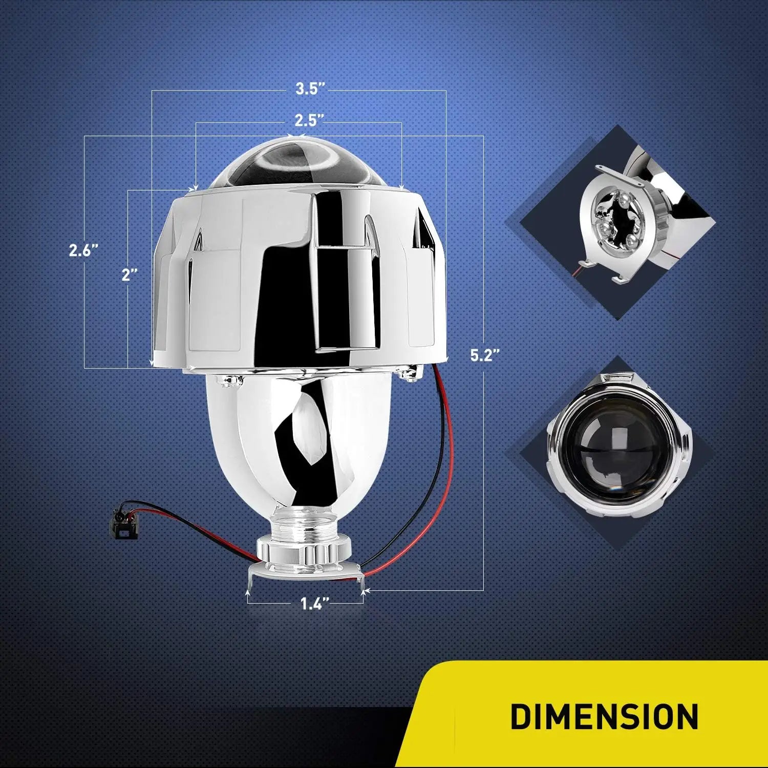 2 Pcs 2.5 inch Bi-Xenon Projector Lens H4 H7 Socket Car Headlight Lenses Use H1 HID Bulb For Retrofit Replacement Auto Headlamp