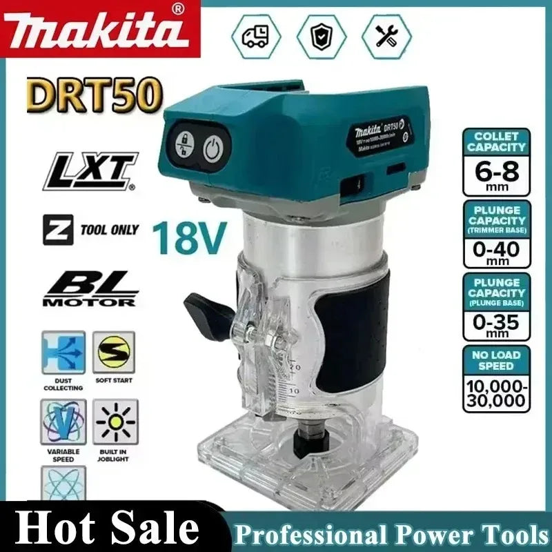 Makita DRT50 18V Cordless Trimmer, Brushless Motor, Professional Rechargeable Slotting and Milling Tool,Edge trimmer