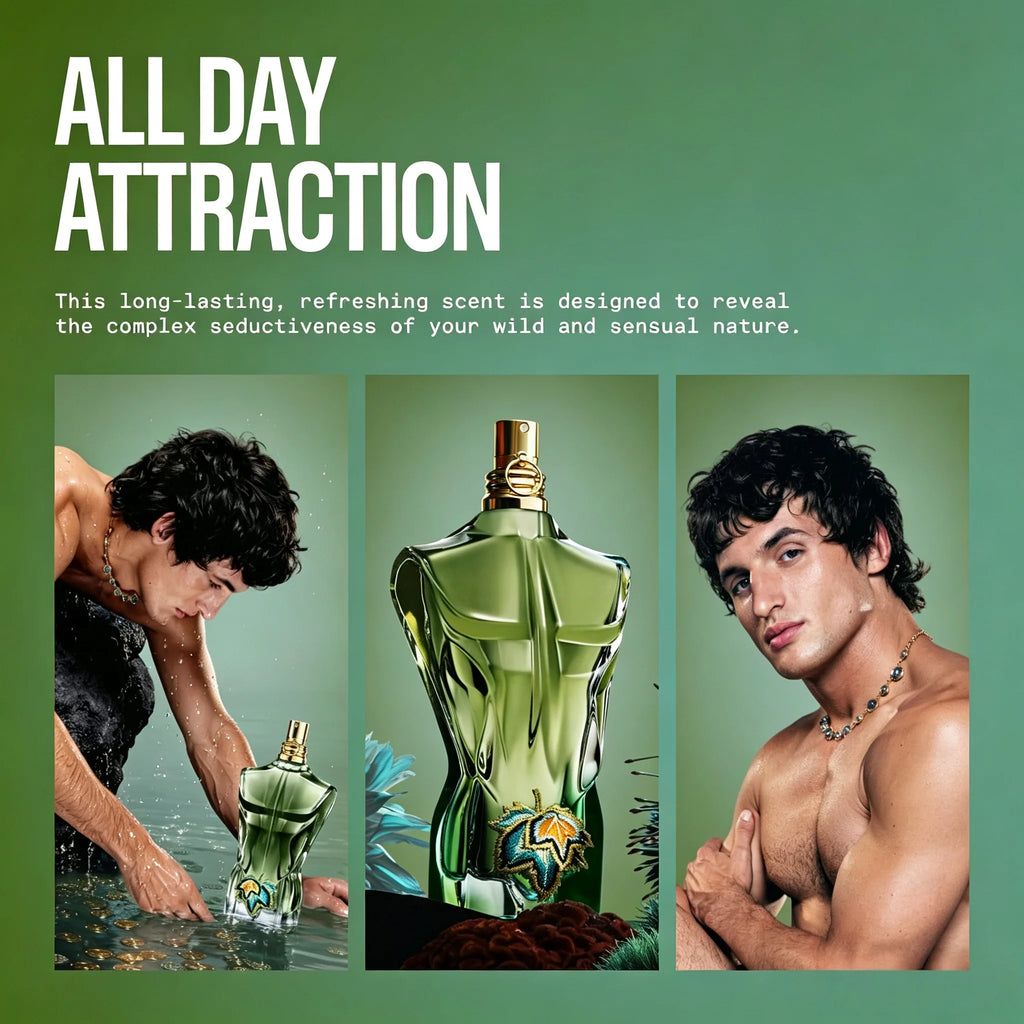 Jean Paul Gaultier Le Beau Paradise Garden Eau De Parfum for Men - Long Lasting Fresh Woody Aquatic Men's Cologne with Coconut Water, Green Fig & Sandalwood - Designer Fragrance Spray