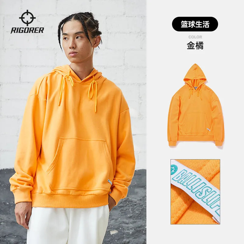 RIGORER Men's Women's Hoodies Spring Autumn Winter Casual Hoodies Sweatshirts Men Tops Solid Color Hoodie Sweatshirt Male