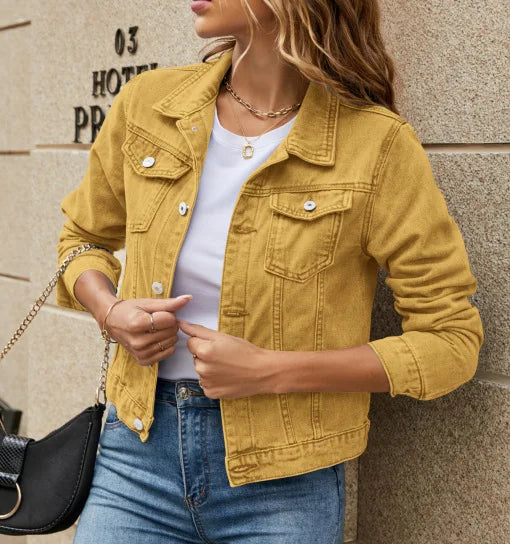 2025 Fashion Slim Fit Lapel Denim Jacket Europe and America