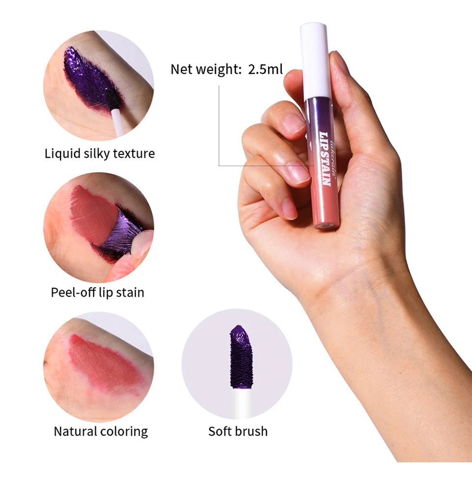 Blading Lip Gloss Peel and Stick Set Long-lasting Waterproof Pink Lip Gloss Transfer Resistant Natural Lip Cosmetics 3 Colors