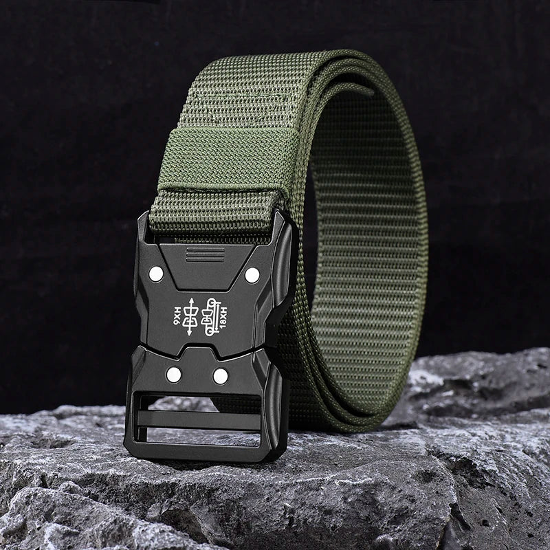 Genuine Tactical Belt Black Quick Release Outdoor Men's Belt Buckle Quick Release Elastic Belt Sport Nylon Braided Belts for Men