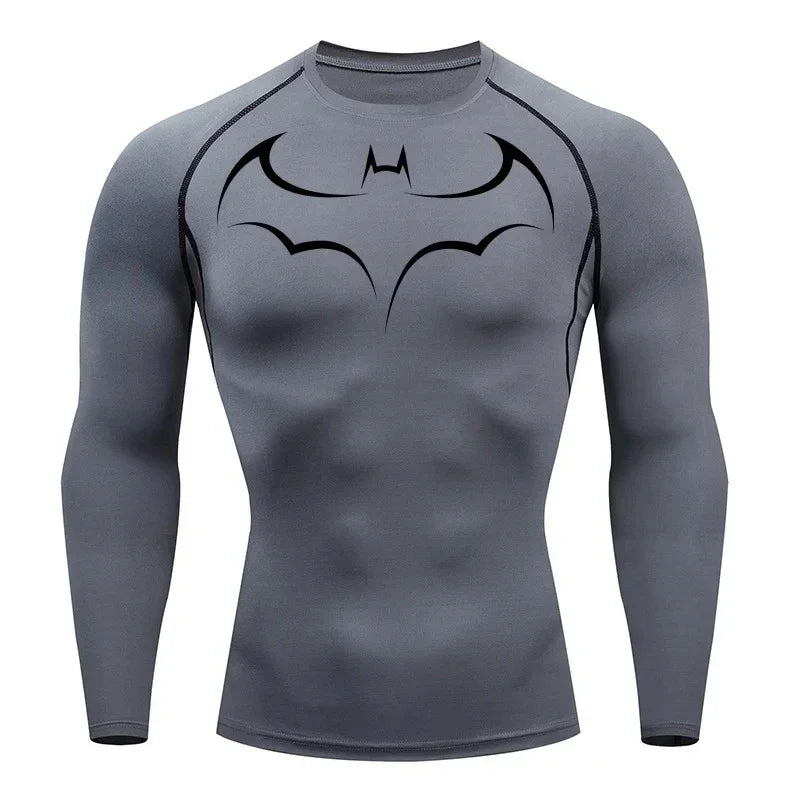 Bat Printed Men's Tight T-Shirt Running Compression Compression T Shirt Gym Fitness Jogging Short Sleeve Male Casual Shirt Tops