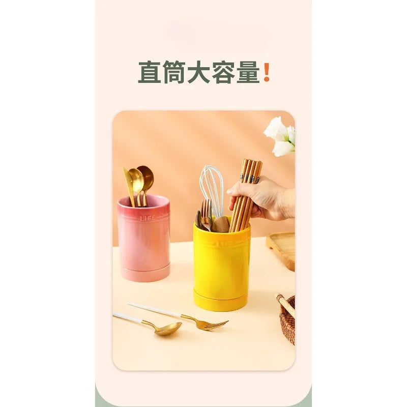 Porcelain Kitchen Utensil Holder for Countertop,Ceramic Storage Organizer for Knives Spoons and Forks,Cooking Tools Container