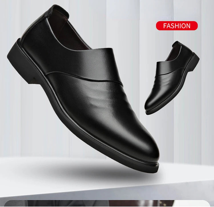 Spring Autumn Cow Leather Shoes for Men Fashion Casual Increase New Designer Men's Dress Shoes Black Platform Shoes Male