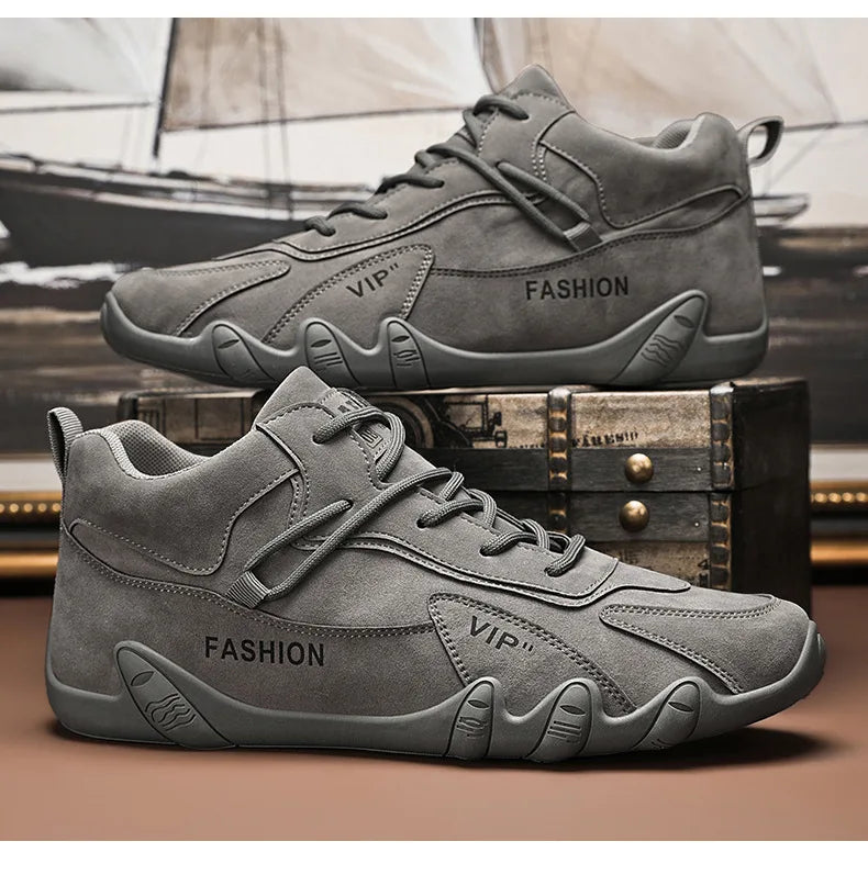 Men's Shoes New Fashion Breathable Non-slip Wear-resistant Outdoor Casual Mid-Top Lace-Up Sneakers