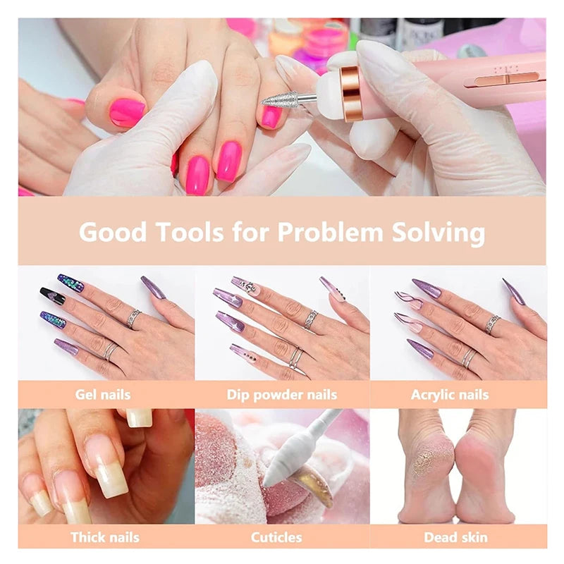 Nail Grooming Set 5-in-1 Professional Electric Machine Lighted Manicure Nail Device Portable Nail File Pedicure Tools Nail Art