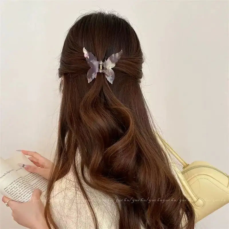 Super Fairy Three-Dimensional Butterfly Half-Tied Hair Back Of The Head Acetate Clip Hair Accessories For Women