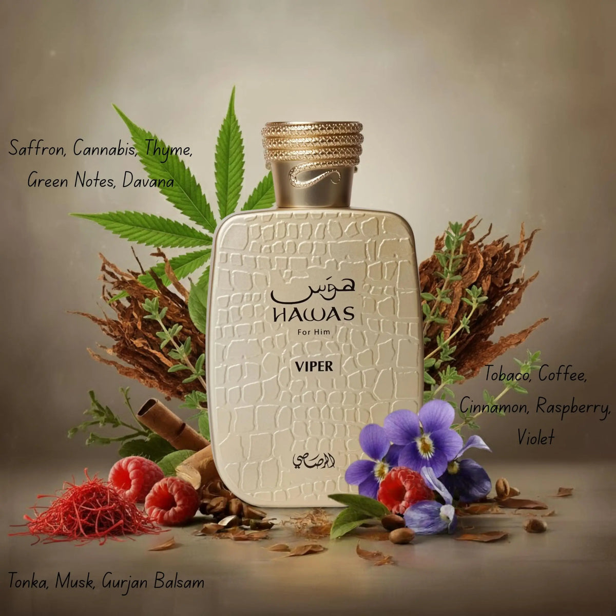 Hawas Viper Eau de Parfum for Men, 100ml (3.4 oz) Oriental & Rich Scent Spray, Long-Lasting Warm Spicy, Saffron Tobacco Coffee & Musk, Evening Fall Winter, Premium Gift for Him