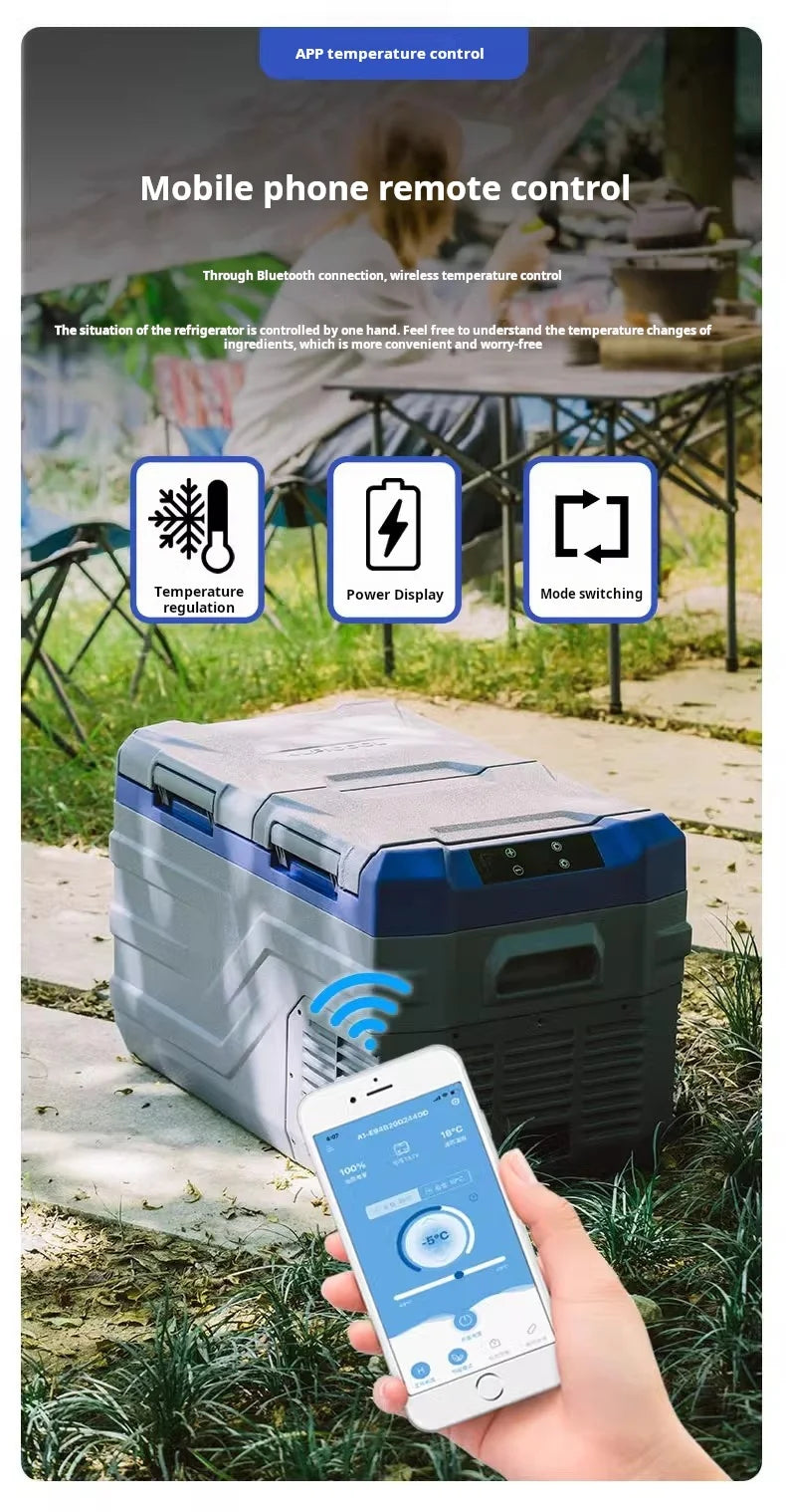 35L Car Fridge, 12V/24V Portable Refrigerator with APP Control, Compressor Cooler for RV/Truck/Camping, -20℃~20℃, Freezer