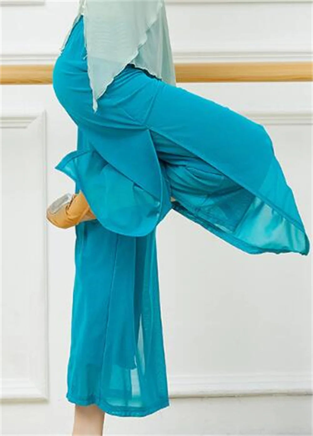 Fashion New Pants Woman Sport Pants Fitness Pants Wide Leg Pants Double Layers Mesh Dance Pants Adult Long Pants Women Clothing