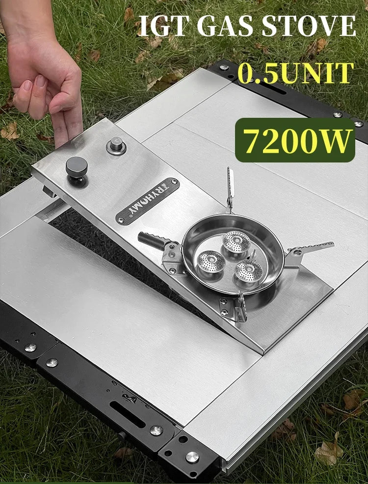 IGT Half-Unit Gas Stove 7200W High Power Stainless Steel IGT Burner Plate Folding Camping Igt Gas Burner BBQ Grill Desktop Stove