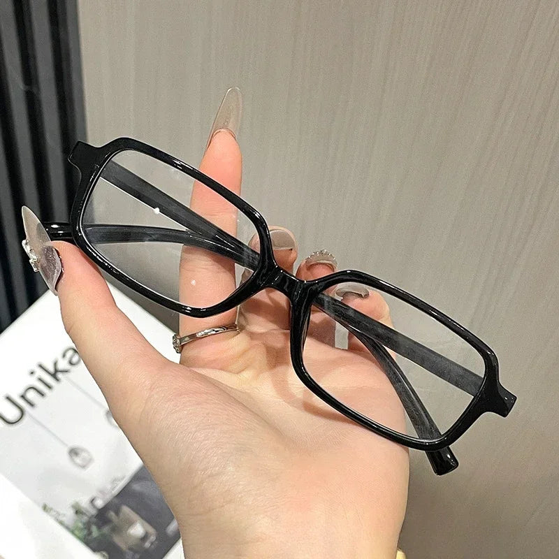 Black Square Small Frame Myopia Glasses Anti Radiation and Anti Blue Light Ultra Light Myopia Glasses Prescription 0 To -4.0
