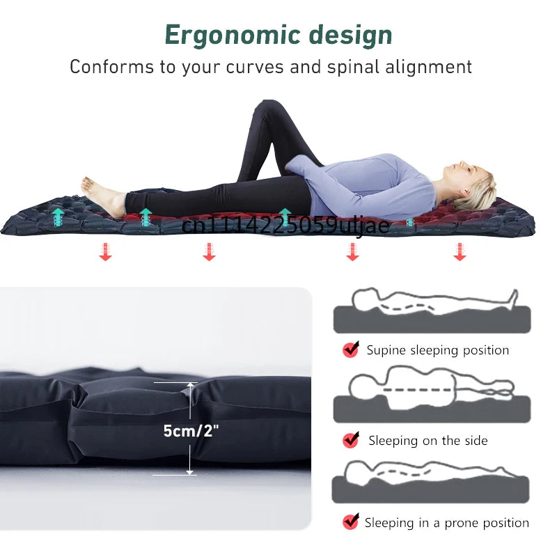 WESTTUNE Camping Sleeping Pad Ultralight Inflatable Mattress Portable Outdoor Air Cushion Sleeping Mat for Travel Hiking