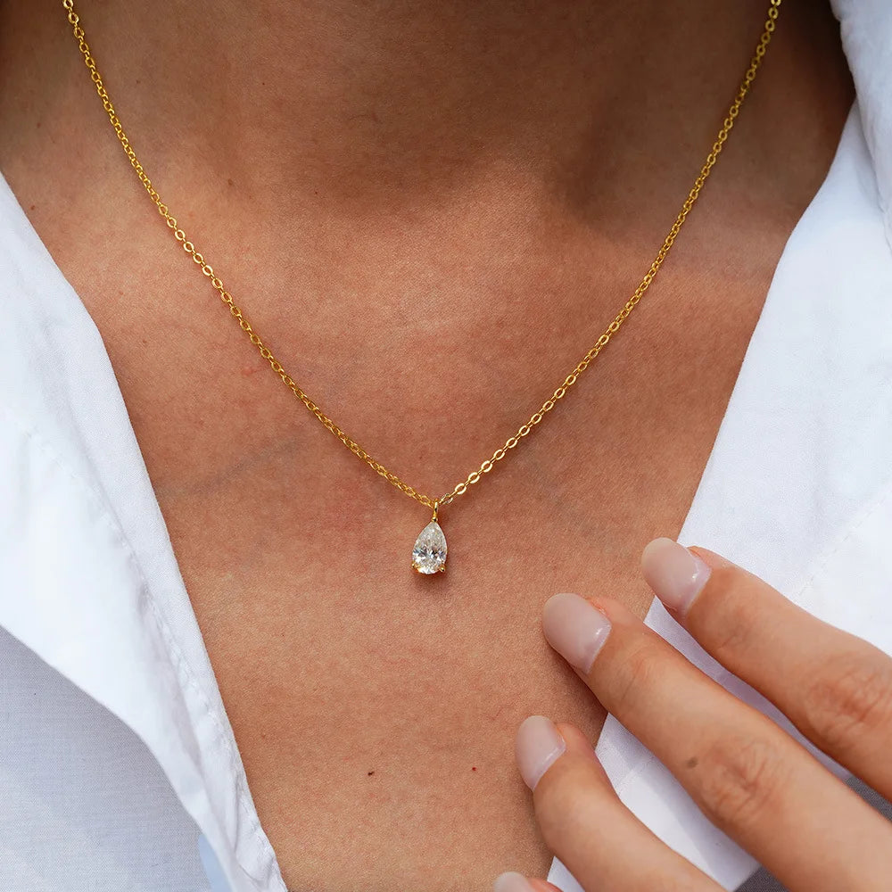 1CT / 2CT Emerald Heart Pear Princess Moissanite Diamond Pendants Necklaces For Women S925 Silver Fine Jewelry Women's Pendants