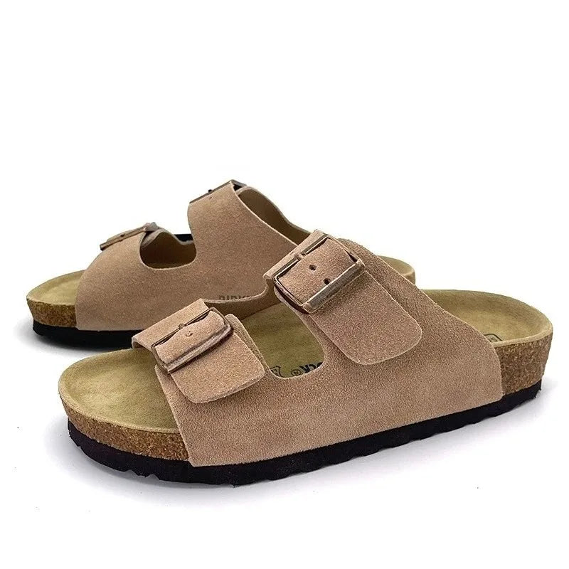High-quality Vintage Fashion Suede Leather Sandals, Unisex, Spring and Autumn Trendy Premium Slippers