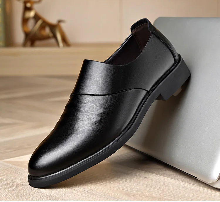 Spring Autumn Cow Leather Shoes for Men Fashion Casual Increase New Designer Men's Dress Shoes Black Platform Shoes Male