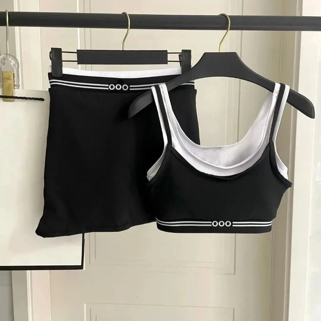 2026 Women's Yoga Exercise Tank Top and Fitness Skirt Comfortable and Breathable Running Set Two Piece Set