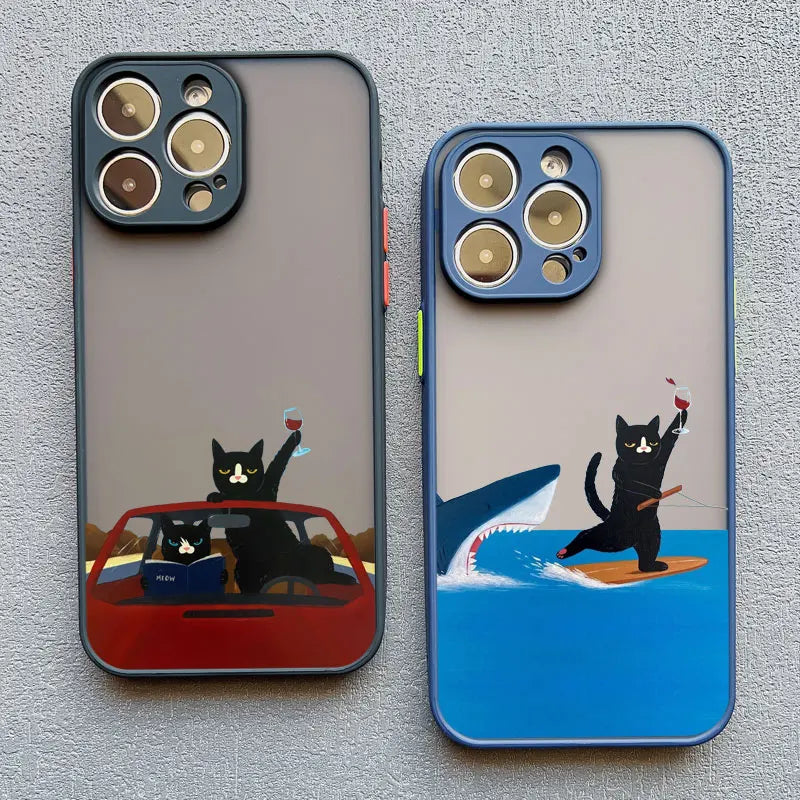 Funny Cat Daily Life Phone Case For iPhone 16 17 Pro Max Cases 11 12 14 Pro Max Mini 13 15 Plus XR Shockproof Back Covers