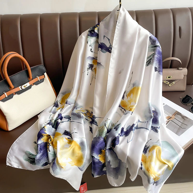 Spring Scarf Women's Luxury Design Polyester Material Smooth Scarf Soft Shawl Beach