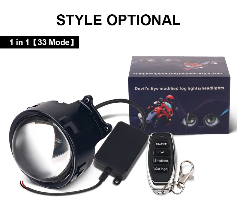 3-inch Devil's Eye Car Accessories Headlights Led Lenses Retrofit Kits Assembly LED Auto Dynamic Lights 12V With Remote Control