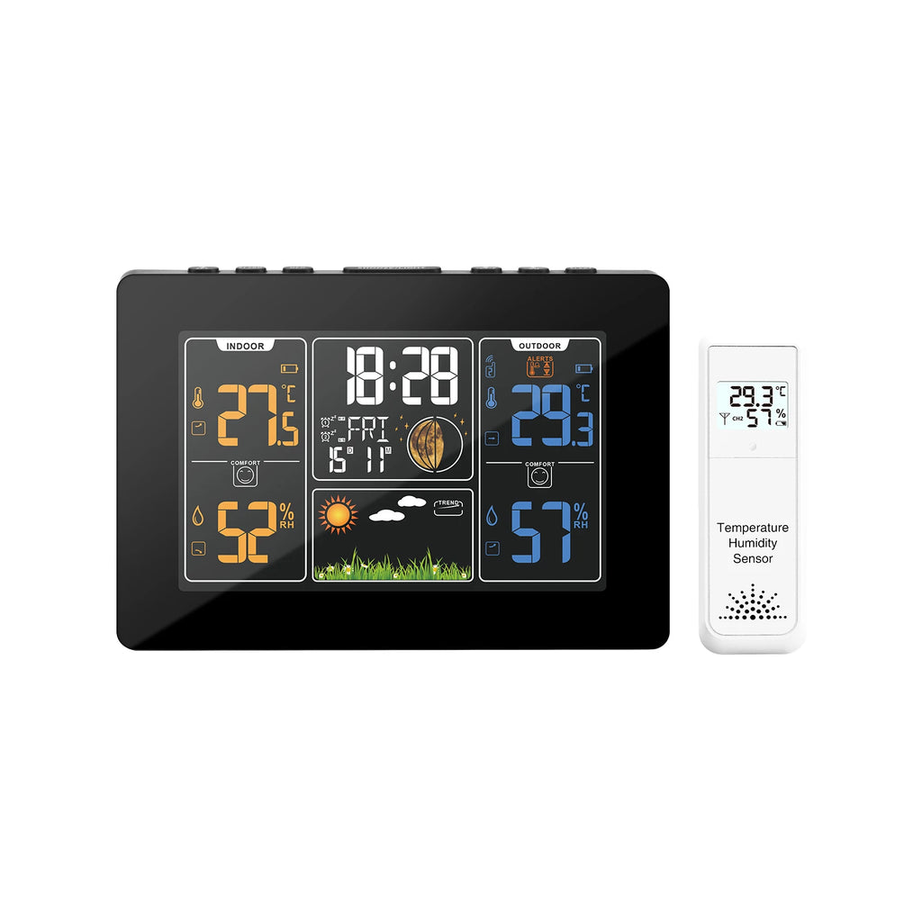 FABISENSE Wireless Weather Station with Indoor Outdoor Sensor Thermometer Hygrometer, Forecast Barometer Moon Phase, USB Powered