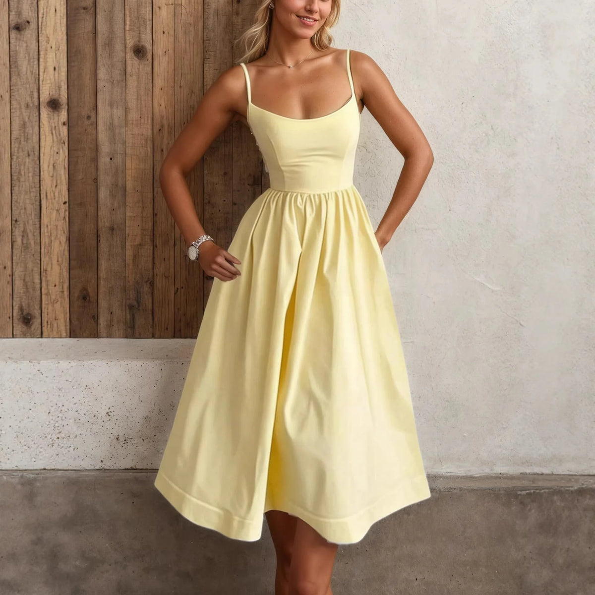 2026 Summer Fashion Casual Temperament Tube Top Solid Color Suspender Dress Women's Clothing
